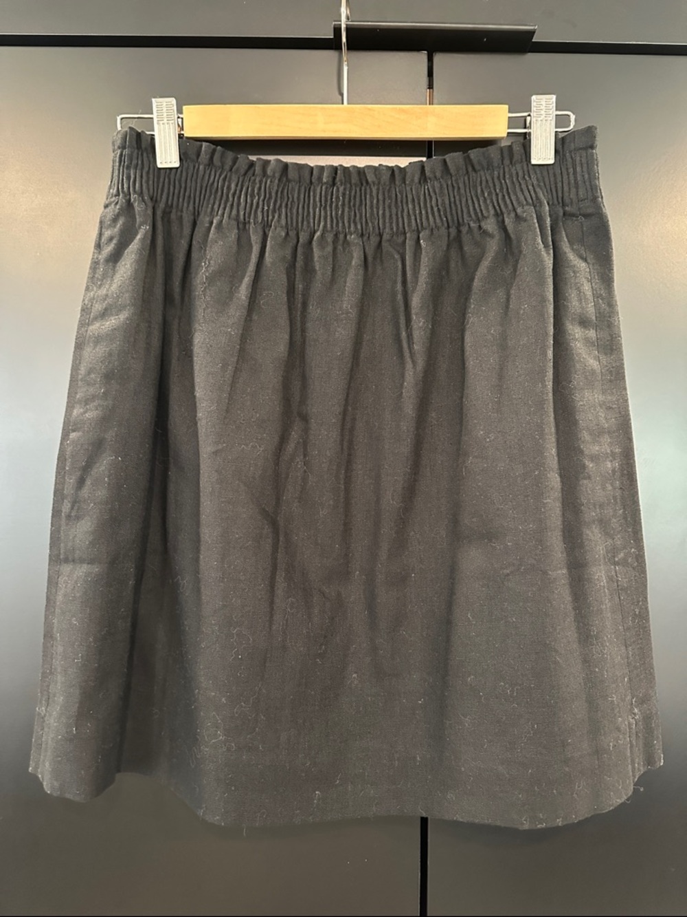 J. Crew Black Linen-Blend Elastic Waist Mini Skirt